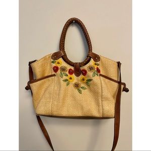 Vintage Fossil Straw Crossbody